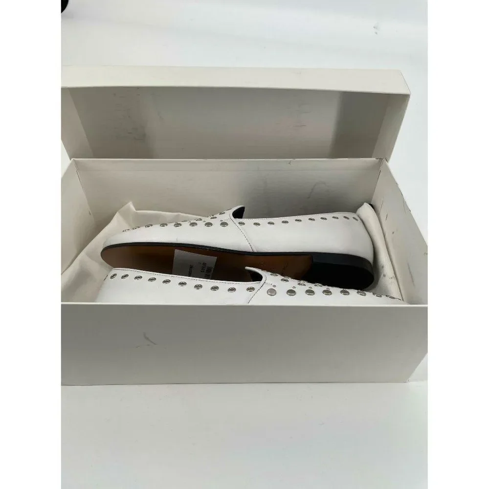 NEW Sandro Bary Studded Leather Loafers white 8 white - Picture 8 of 14